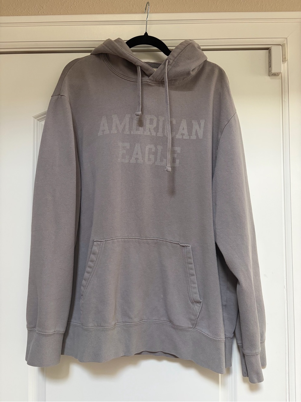 American Eagle Hoodie Mens XXL Light Gray Pullover Sweatshirt Super Soft Fleece